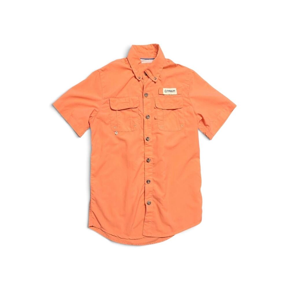 Magellan Outdoors Laguna Madre Boys Orange Moisture Wicking Fishing Shirt Small